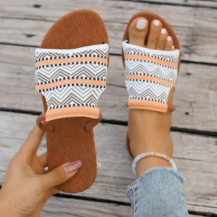 Damen modische Zehentrenner-Sandalen mit auffälligem Muster EB