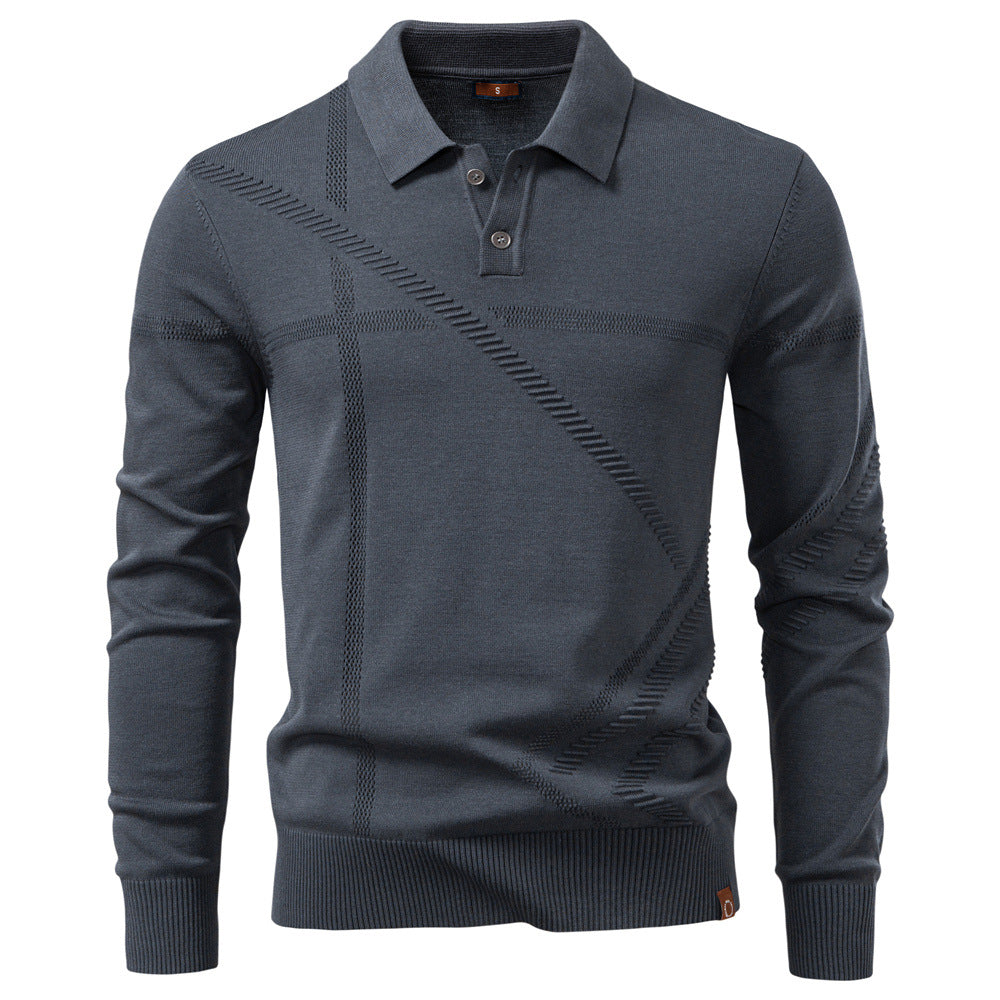 Herren Langarm Poloshirt mit modernem Strukturdesign EB