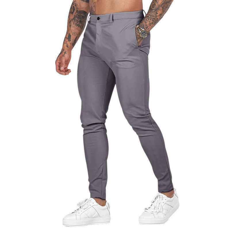 Herren Slim Fit Trousers aus elastischem Material mit seitlichen Taschen EB