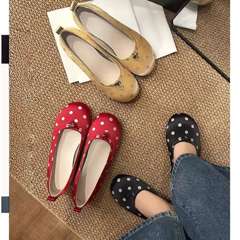 Damen elegante Ballerinas mit verspieltem Punkte-Design und komfortablem Fußbett EB