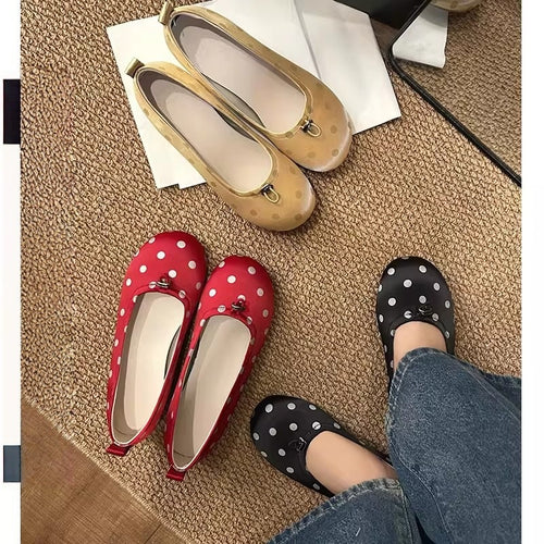Damen elegante Ballerinas mit verspieltem Punkte-Design und komfortablem Fußbett EB