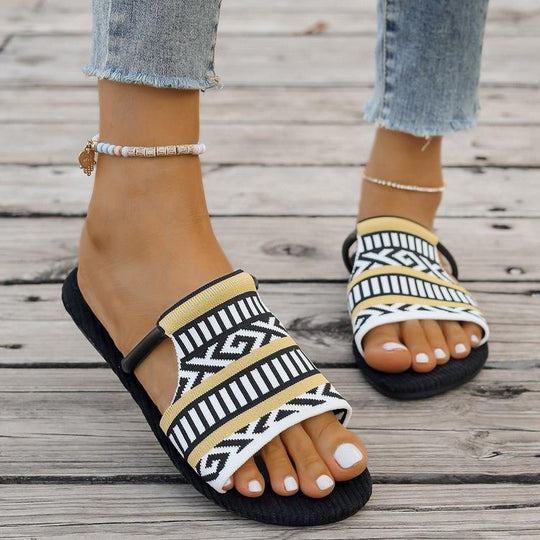 Damen modische Zehentrenner-Sandalen mit auffälligem Muster EB
