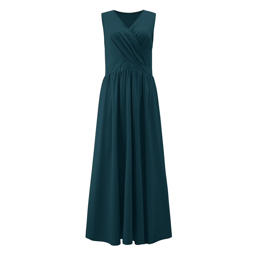 Damen Elegantes Maxikleid mit raffiniertem Wickeldesign und fließendem Stoff EB