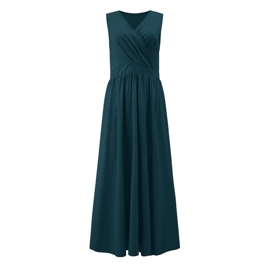 Damen Elegantes Maxikleid mit raffiniertem Wickeldesign und fließendem Stoff EB