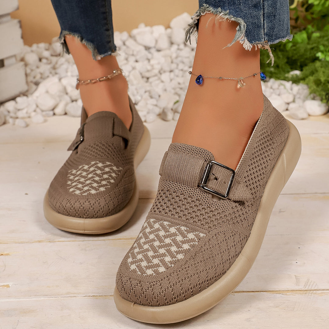 Damen Komfortable Slip-On Sneakers mit modischem Riemendesign EB