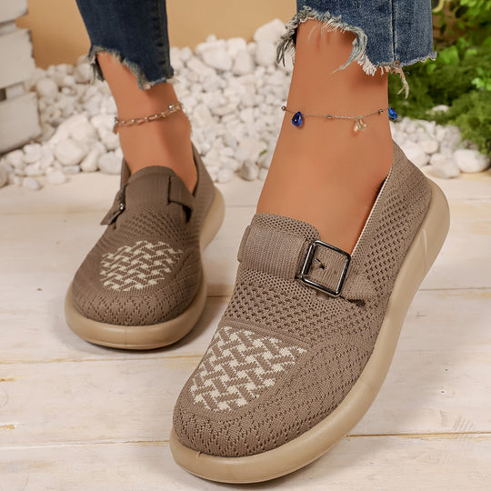 Damen Komfortable Slip-On Sneakers mit modischem Riemendesign EB