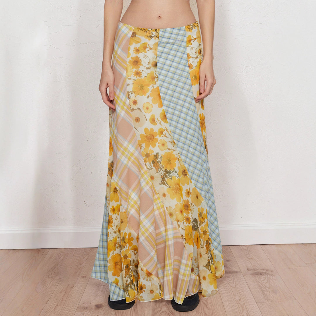 Damen Maxirock mit floralem Design und verspielten Farben EB