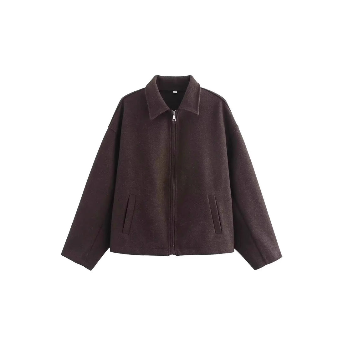 Damen lässige Fleecejacke mit hohem Kragen und praktischen Taschen EB
