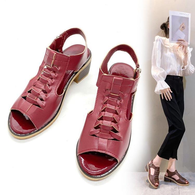 Damen elegante Schnürsandalen mit offener Zehenpartie und modischem Absatz EB
