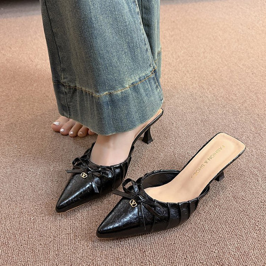 Damen elegante Slingback-Pumps mit dekorativem Rüschendesign EB