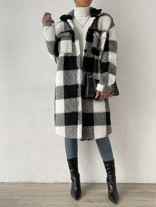 EB | Weiche Teddyjacke mit Karomuster Warm und Komfortabel Perfekt für Den Herbst