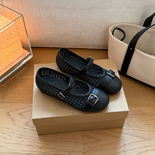 Damen Mary Jane Ballerinas mit modischem Riemchen und eleganter Schnalle EB