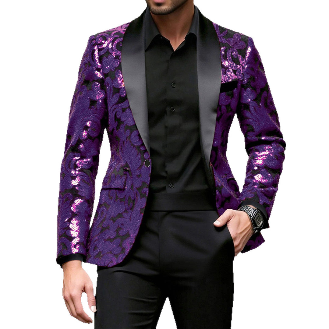 Herren glitzernder Anzugblazer mit floralen Paillettenmustern EB
