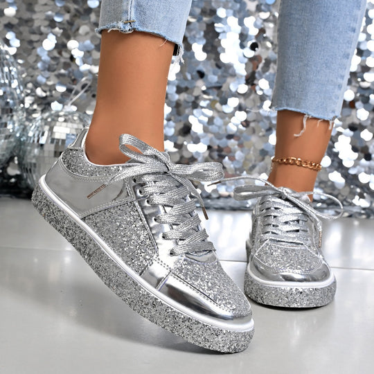 Damen Glitzernde Sneakers mit atmungsaktivem Innenfutter EB