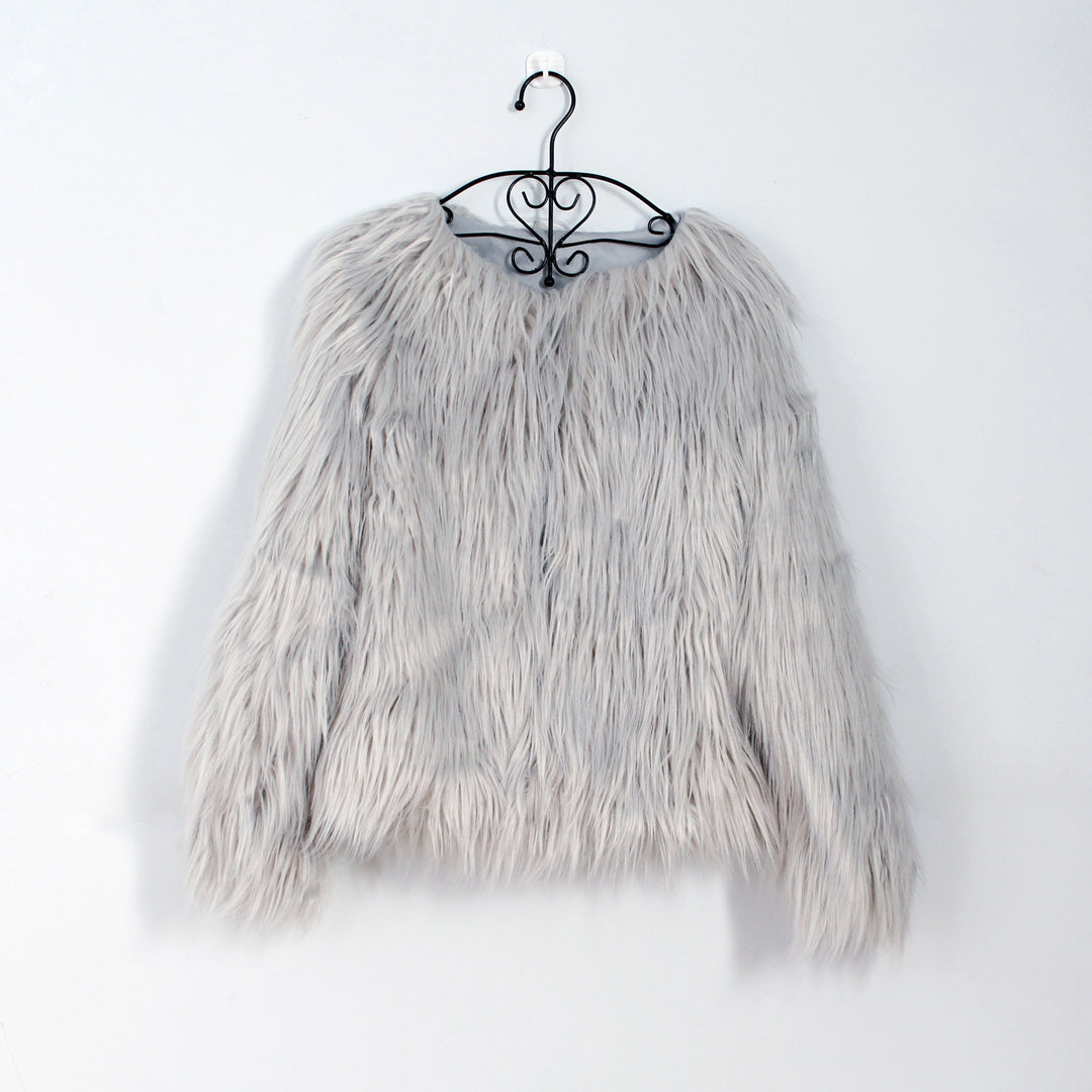 Damen Flauschige Kunstfell-Jacke mit lässigem Schnitt und weichem Innenfutter EB