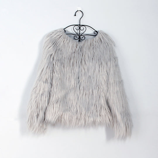 Damen Flauschige Kunstfell-Jacke mit lässigem Schnitt und weichem Innenfutter EB