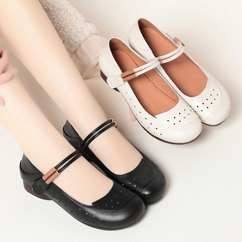 Damen atmungsaktive und bequeme Mary Jane Ballerinas mit elastischem Riemen EB