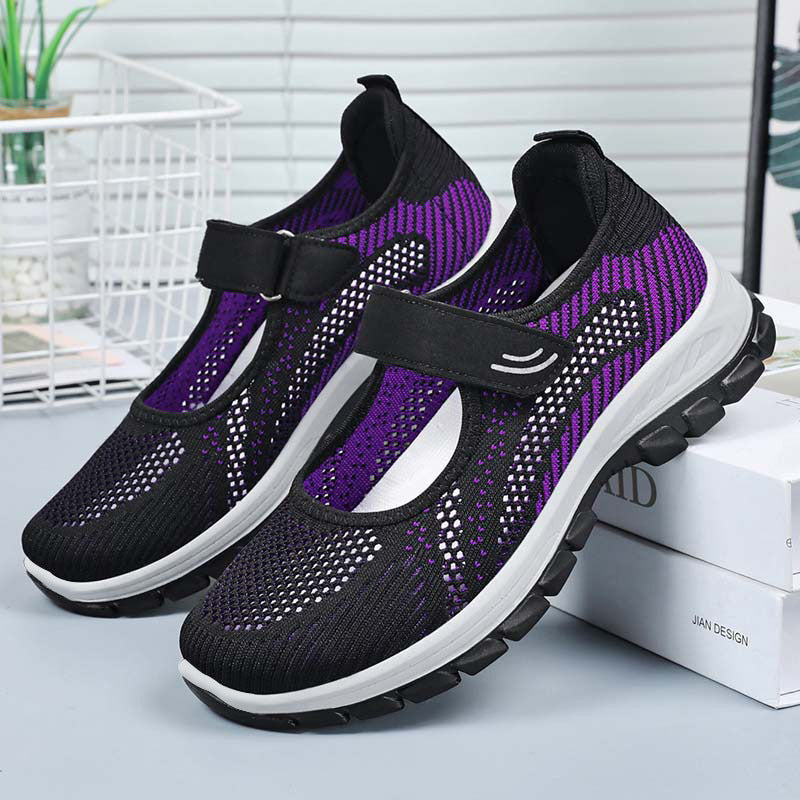 Damen Komfortable Ballerinas mit flexiblem Klettverschluss EB