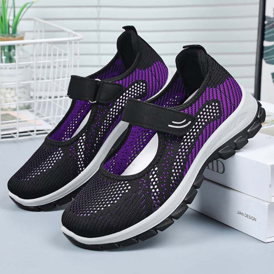 Damen Komfortable Ballerinas mit flexiblem Klettverschluss EB