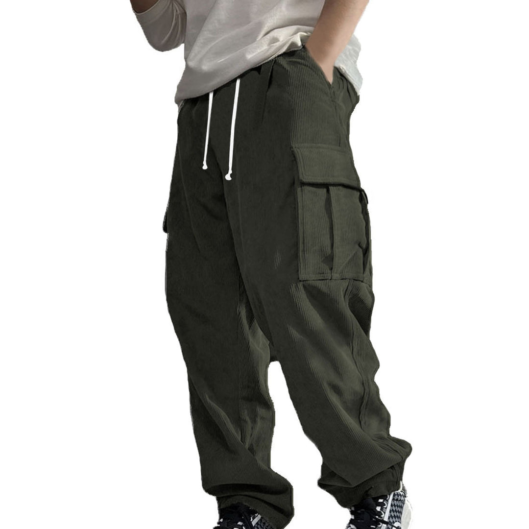 Herren Weite Cord-Cargo-Hose mit Tunnelzug, Elastikbund & Multifunktionstaschen EB