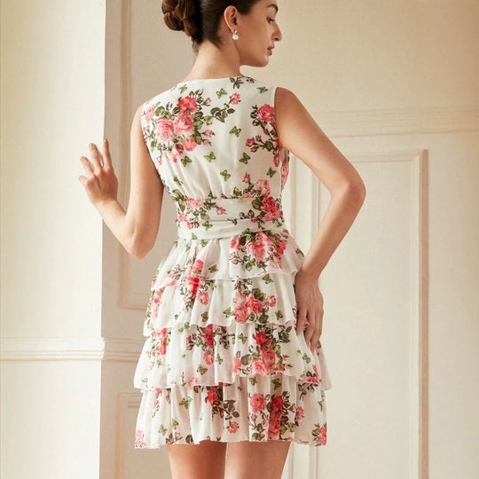Damen Sommerliches Kleid mit Rüschen und floralem Muster EB