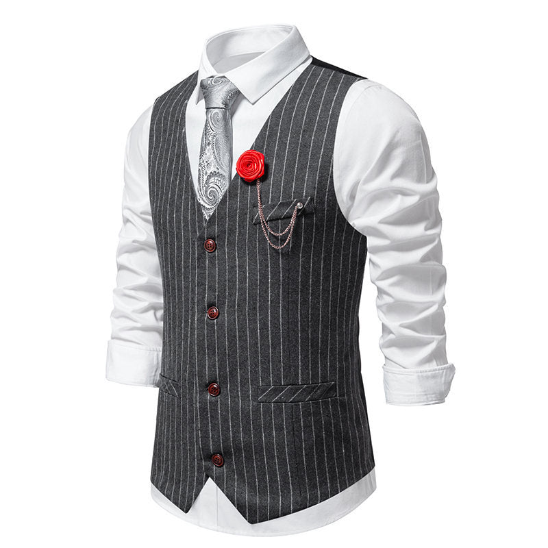 Herren elegante Anzugweste mit feinen Streifen und praktischen Taschen EB