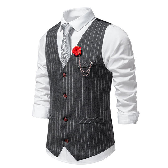 Herren elegante Anzugweste mit feinen Streifen und praktischen Taschen EB