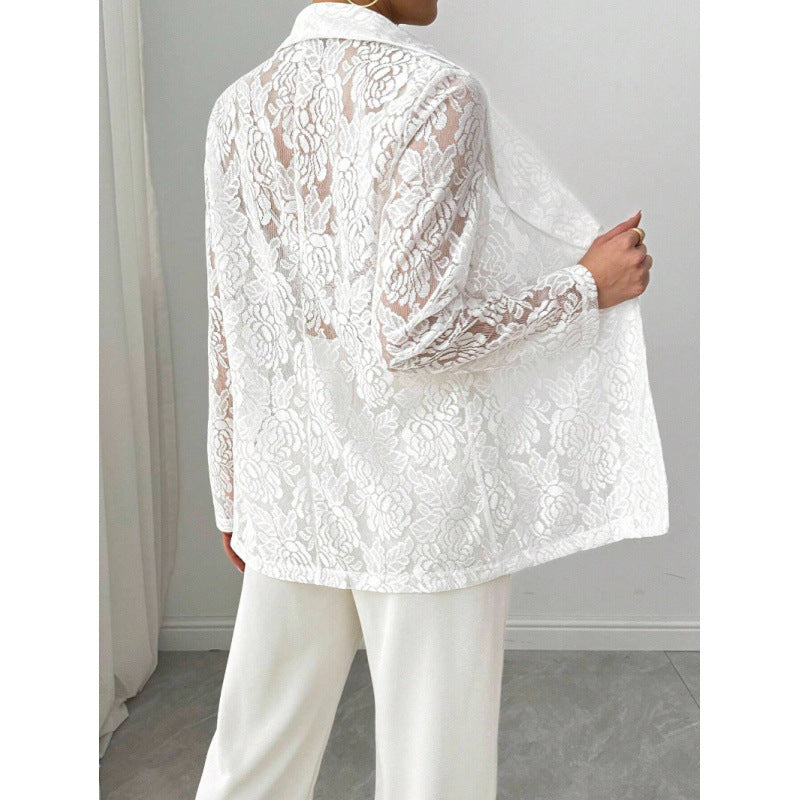 Damen Spitzenblazer mit elegantem Schalkragen EB