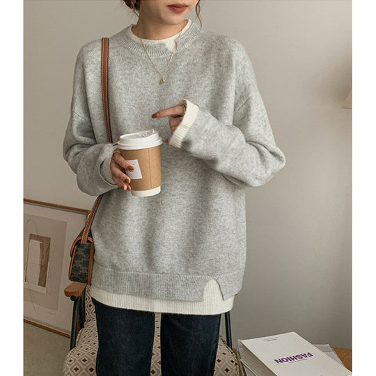 EB | Grauer und Weißer Oversized Pullover