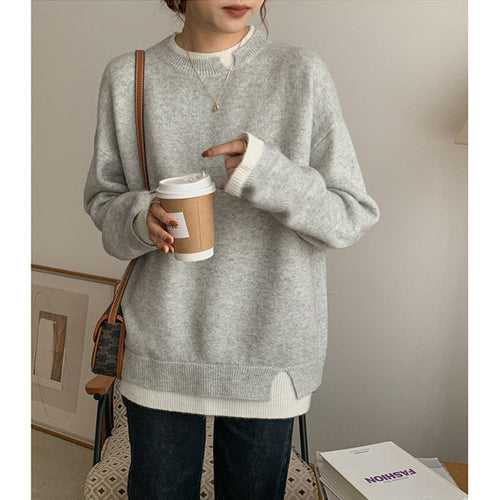 EB | Grauer und Weißer Oversized Pullover