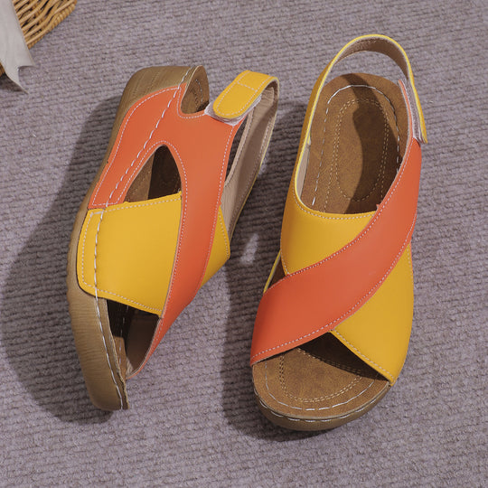 Damen Wedgesandalen mit modischem Kreuzriemen-Design und anatomischer Fußbettung EB