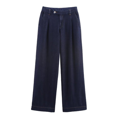 Damen weite Jeanshose mit eleganter Taillierung und seitlichen Eingrifftaschen EB