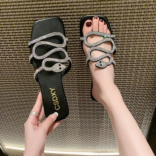 Damen Sandalen mit funkelndem Strass-Design und komfortabler Sohle EB