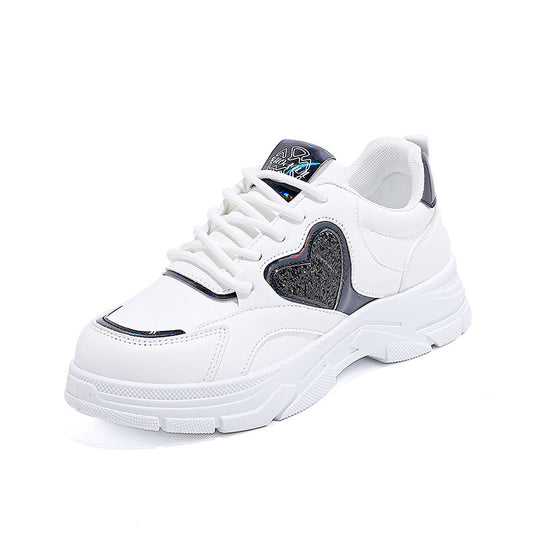 Damen Sportliche Sneakers mit glitzerndem Herz-Detail EB