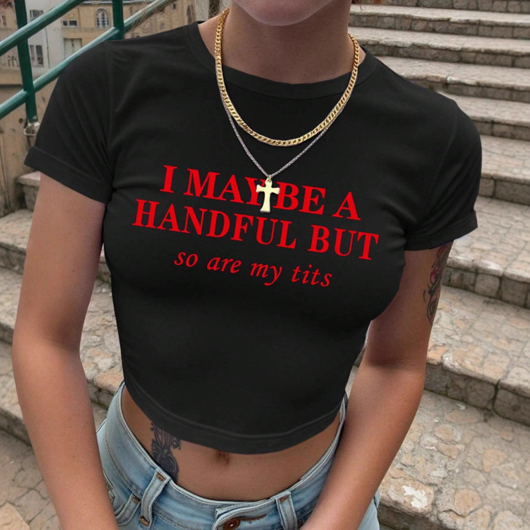 Damen Crop-T-Shirt mit witzigem Schriftzug EB