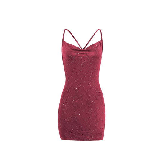 Damen figurbetontes Minikleid mit schimmerndem Sternenmuster EB