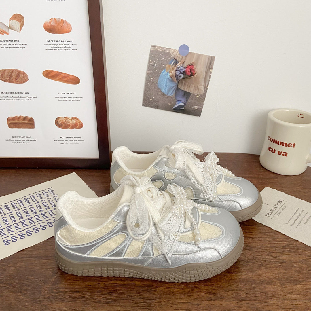 Damen Sportliche Sneakers mit einzigartigen Spitzen- und Perlenakzenten EB