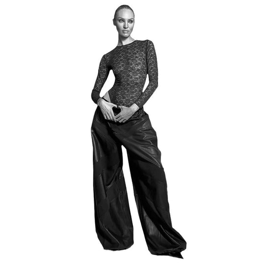 Damen Bodysuit aus feiner Spitze mit langen Ärmeln EB