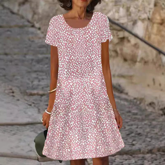 Damen lässiges Sommerkleid mit modernen Mustern und femininem Schnitt EB