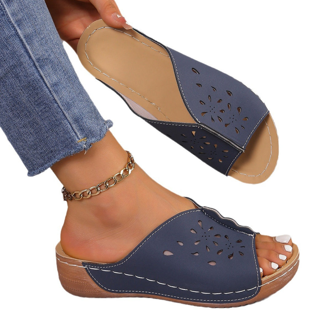 Damen Komfortable Zehentrenner-Sandalen mit floralem Design und ergonomischem Fußbett EB