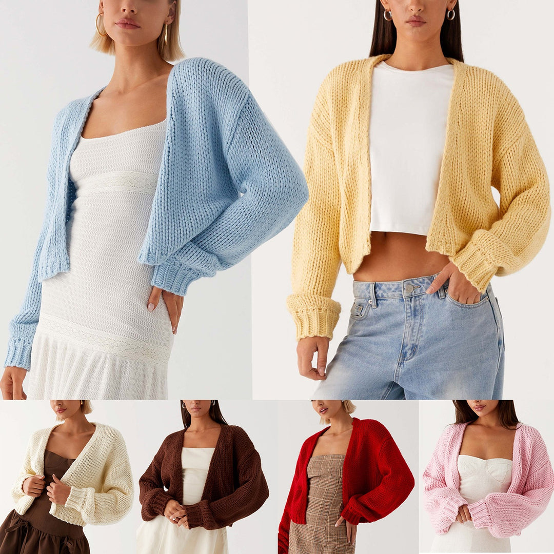 Damen Oversized Grobstrick-Cardigan mit Schalkragen und Rippbündchen EB