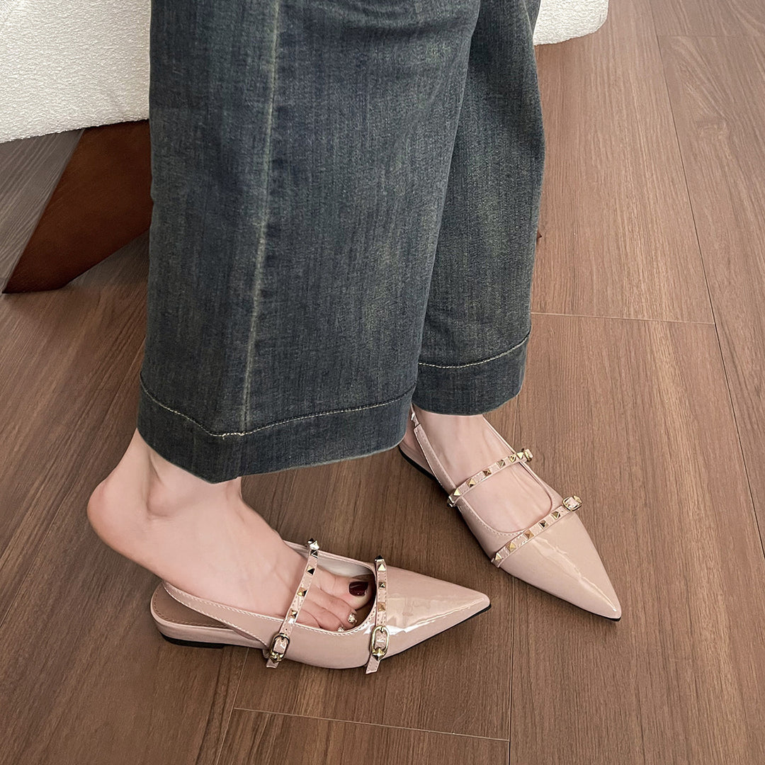 Damen elegante Slingback-Pumps mit modischem Riemendesign und glänzendem Akzent EB