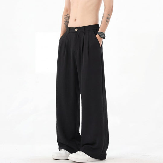 Herren nan weite Leinenhose mit hoher Bundfalte und lässigem Schnitt EB