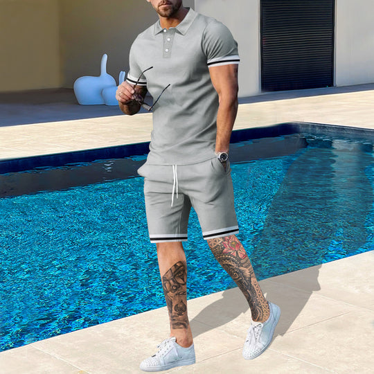 Herren sportliches Polo-Shirt und Shorts Set mit modernem Schnitt EB