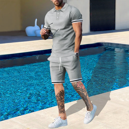Herren sportliches Polo-Shirt und Shorts Set mit modernem Schnitt EB