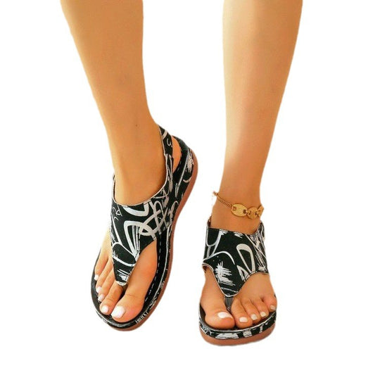 Damen modische Zehentrenner-Sandaletten mit elegantem Riemendesign und rutschfester Sohle EB