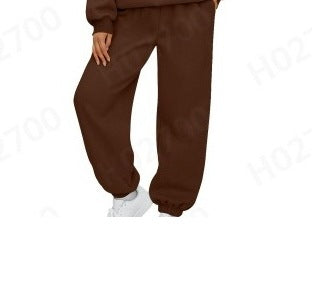 Damen nan gemütliches Lounge-Jogginganzug-Set mit Oversize-Hoodie und elastischer High-Waist Jogginghose EB