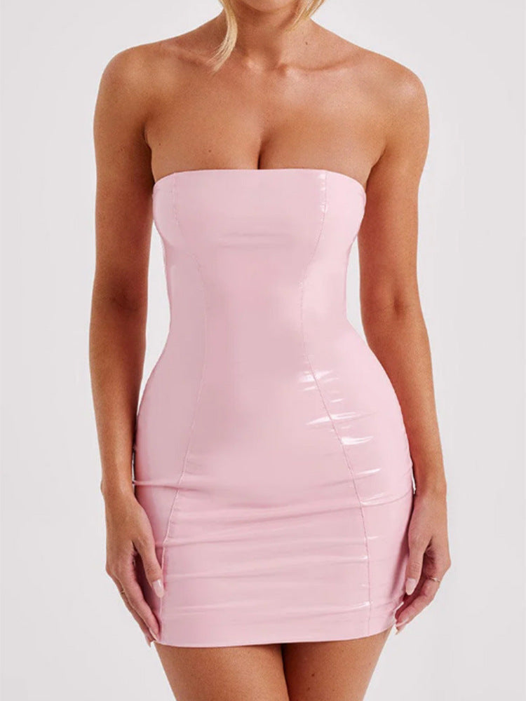 Damen Elegantes und figurbetontes Minikleid aus Glanzmaterial EB