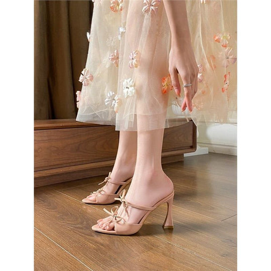 Damen elegante Slingback Sandalen mit Riemen und Schleifenverzierung EB
