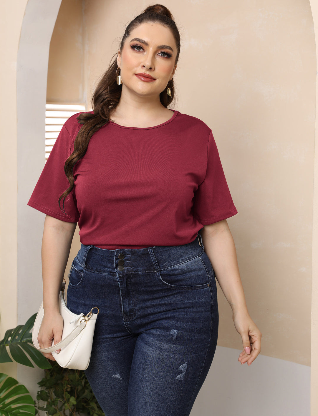 Damen modisches Basic T-Shirt EB